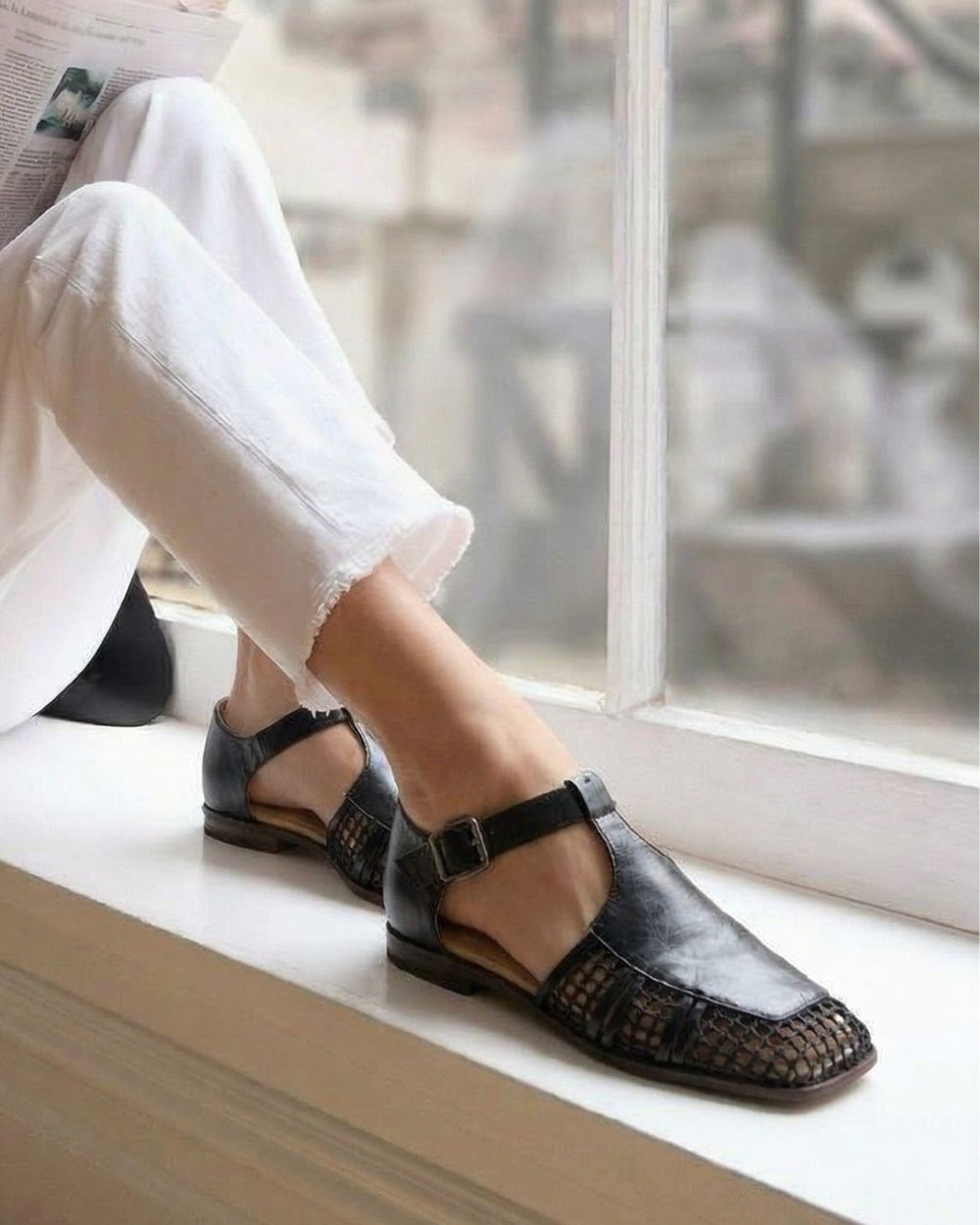 Detalhe do acabamento e salto — Sapato Lyra Off White